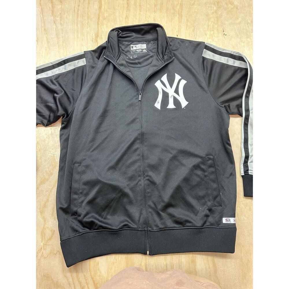 True Fan MLB Genuine Merchandise Yankees Track Jacket XL Black Vintage‎